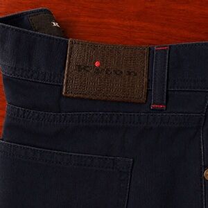 Kiton Linen/Cotton Near Navy 5-Pocket Casual Trousers | Made in Italy